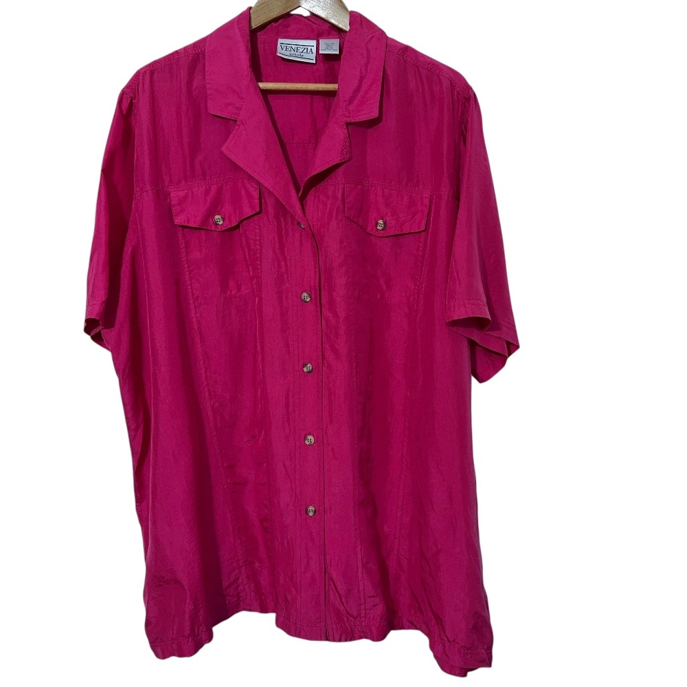 Venezia Womens Silk Shirt Size 18/20 Vintage Lightweight Office